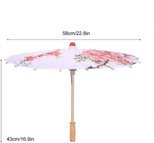 Vista 4 de Agatige Sombrilla de papel engrasado, sombrilla de tela de seda impresa chinojaponés, sombrilla para fotografía, disfraces de cosplay, decoración