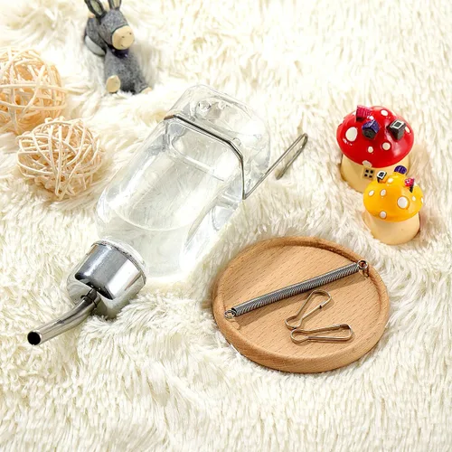 Vista 6 de Botella de agua para animales pequeños, dispensador de agua sin goteo, fuente de hidratación por gravedad, alimentador para perros, gatos, conejos