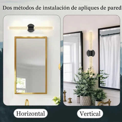 Vista 6 de Apliques de Pared Negros LED Apliques Modernos Iluminación de Pared para Comedor 10W 3000K Luces de Pared LED de Cristal Cableadas Luminarias