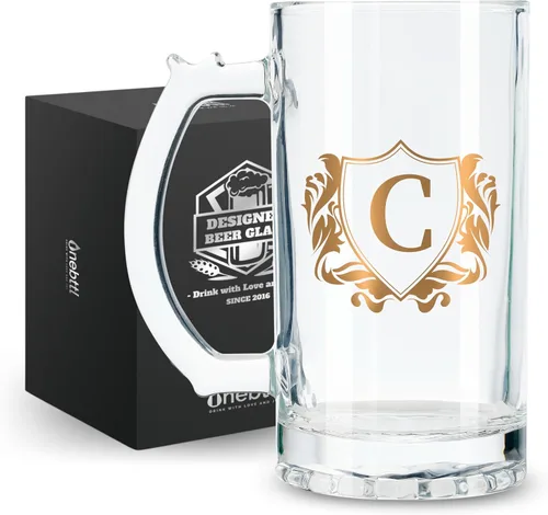 Vista 8 de Onebttl Regalos personalizados de cerveza para hombres amantes de la cerveza, taza de cerveza pesada de 17 onzas con asa para jefe como regalo