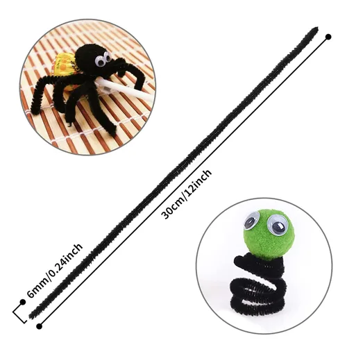 Vista 2 de Cuttte Suministros de manualidades para limpiar pipas - 100 piezas de limpiadores de pipas negros para manualidades para niños
