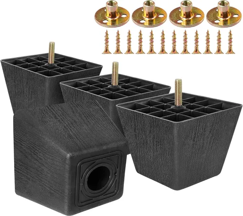 Vista 16 de 4pcs patas cuadradas de plástico 2-1/2" con tuercas de placa, rosca M8-1.25