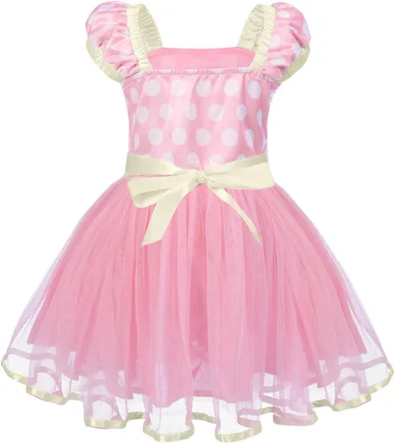 Vista 15 de IWEMEK - Maillot de ballet con diadema para niña con lunares, disfraz con diadema, leotardo