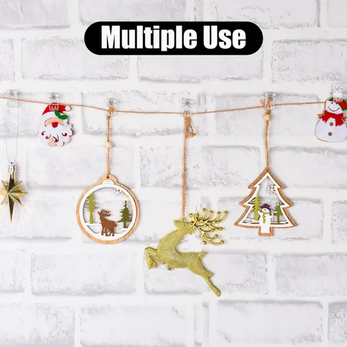 Vista 4 de Clips adhesivos para colgar, 25 clips de tapiz para colgar en la pared y organizar tarjetas Hanging, Card Organization