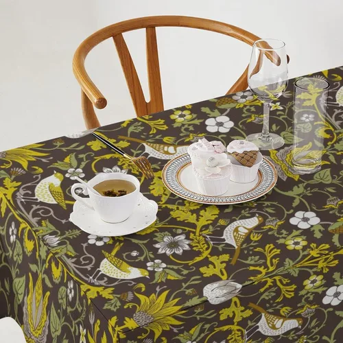 Vista 290 de Mantel Floral Retro de Pájaros, Diseño Original Bohemio William Morris Estampado Cubierta de Mesa para Hogar Picnic Fiesta Comedor Cocina William