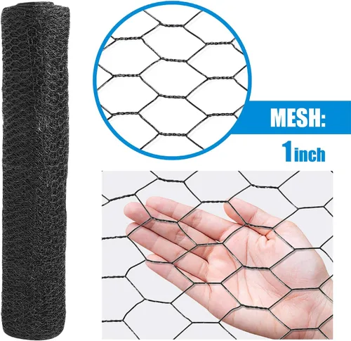 Vista 4 de Fencer Wire Red hexagonal de aves de corral con revestimiento de vinilo negro calibre 20 con malla de 1 pulgada (4 pies x 150 pies)