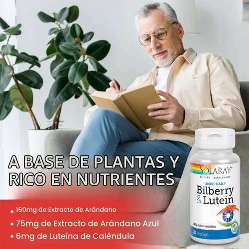 Vista 4 de SOLARAY Arándano y Luteína 160 mg, 30 cápsulas vegetales