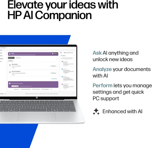 Vista 5 de HP OmniBook 5 PC AI de próxima generación de 14 pulgadas, pantalla OLED, Snapdragon X Plus X1P-42-100, 16 GB de RAM, SSD de 1 TB, GPU Qualcomm