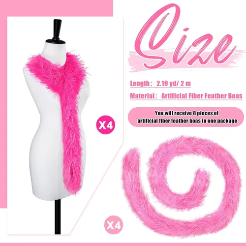 Vista 2 de Jexine Boas de plumas artificiales esponjosas, 8 piezas, decoración para disfraz de boda, suministros de fiesta de té