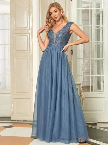 Vista 4 de Ever-Pretty Vestidos de noche largos de retazos de lentejuelas para mujer 0983