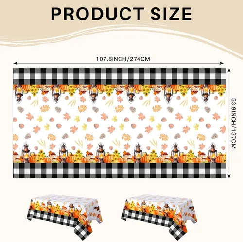 Vista 3 de Peryiter 2 manteles rectangulares de otoño de Acción de Gracias de 54 x 108 pulgadas, mantel rectangular lavable para mesa de comedor para cocina