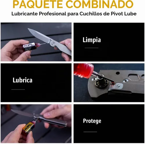 Vista 3 de Knife Pivot Lube Paquete combinado de aceite de cuchillo pesado + original - Botellas de engrasador de precisión - Limpieza y lubricación de KPL