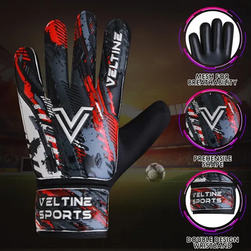Vista 2 de Guantes de portero de fútbol para niños, jóvenes y adultos, guantes de portero de fútbol con protección doble en la muñeca y palmas de látex