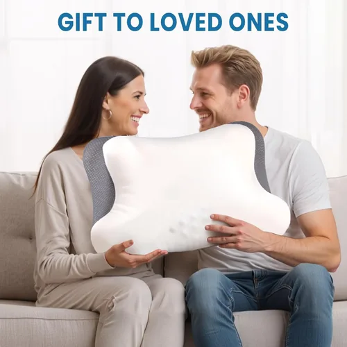 Vista 7 de Almohada para soporte de cuello y hombro, almohada ergonómica de cama para dormir de lado, espalda, boca abajo, color blanco