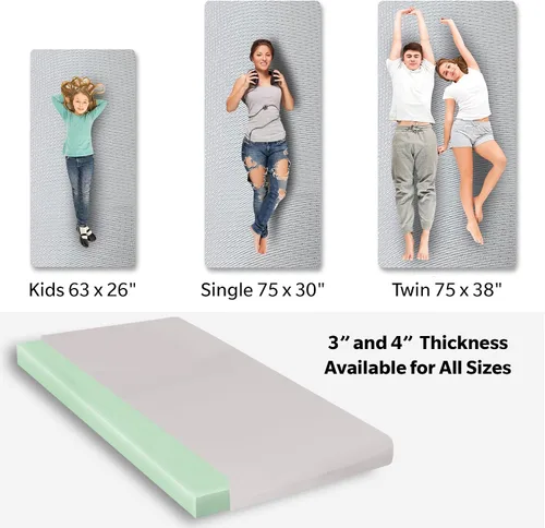 Vista 3 de Cubrecolchón de espuma viscoelástica de 4 pulgadas con cremallera resistente al agua, colchón enrollable para piso, colchonetas de dormir