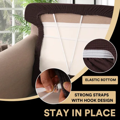 Vista 5 de PrinceDeco Funda elástica para sofá biplaza con cojín en forma de T para sofá de 2 cojines, funda de asiento con parte inferior elástica, apta