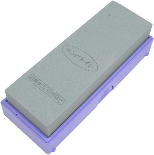 Vista 9 de KING Japanese Whetstone PB-02/#800 (grano mediano) con estuche rígido transparente y soporte