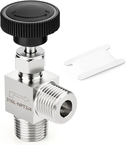 Vista 39 de TAISHER Válvula de aguja de acero inoxidable 316 con mango de rueda 1/2 "NPT macho x 1/2" NPT hembra