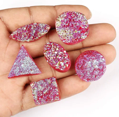 Vista 2 de GEMHUB Rainbow Multi Color Druzy Stone 100 Quilates Lote De 5 Unids Forma De Mezcla De Piedras Preciosas Sueltas Para La Fabricación De Joyas
