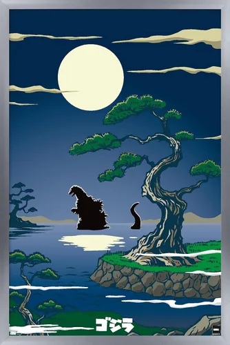 Vista 11 de Trends International Godzilla - Póster de pared de lago, 22.4 pulgadas de largo x 14.7 pulgadas, versión enmarcada en madera de granero