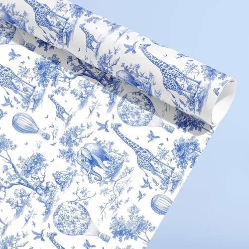 Vista 11 de Dtiafu Rollo de papel de regalo de avión – Envoltura de regalo de aviones vintage con diseño de nube de cielo azul para niños, baby shower