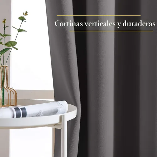 Vista 3 de NICETOWN - Paneles de cortinas opacas de microfibra de triple tejido, ahorro de energía, con aislamiento térmico y ojales, lisos, para sala o Gris