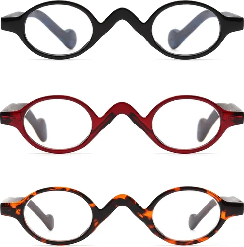Vista 3 de JM Gafas de lectura con bisagra de resorte, 4 pares redondos y 3 pares de estilo ovalado +2.0