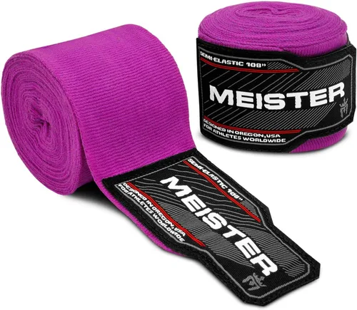 Vista 5 de Meister Junior - Vendas de algodón elástico para MMA y boxeo, 108" (1 par). Negro