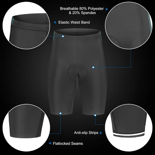 Vista 31 de Lixada Camiseta de ciclismo para hombre de manga corta con pantalones cortos acolchados de secado rápido para verano, ropa corta para bicicleta