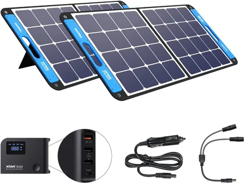 Vista 8 de XTAR Panel solar SP100 de 100 W, panel solar portátil de energía solar, panel solar plegable con cargador independiente, panel de energía solar