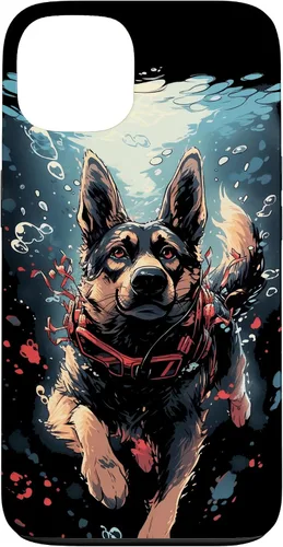 Vista 6 de iPhone 16 German Shepherd Dog Diving Swimming Underwater Case