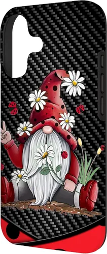 Vista 2 de Red Gnome Hippie Daisy Flowers Gnome Ladybugs - Christmas Case for iPhone 17