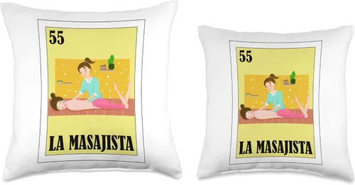 Vista 3 de Funny Mexican Design for Masseuse - La Masajista Throw Pillow