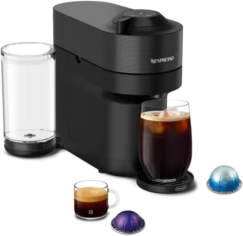 Vista 14 de Nespresso Vertuo Pop+ Cafetera para café y espresso de De'Longhi, Samra Origins de The Weeknd Vertuo Buna Amarillo con espumador de leche Aeroccino3