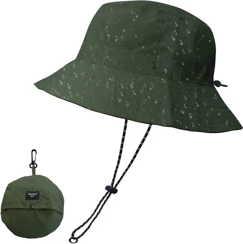 Vista 30 de NPJY Packable Sun Bucket Hat for Women Outdoor Waterproof Rain Hat Beige liso (plegable)