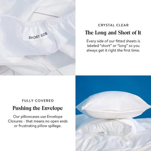 Vista 7 de Brooklinen Juego de fundas de almohada de satén de lujo con calidad de hotel, tamaño Cal King, color blanco Blanco Sólido