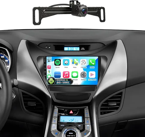 Vista 9 de 4G+64G Android Radio de coche estéreo para Hyundai Elantra 2011 2012 2013 con CarPlay inalámbrico Android Auto, pantalla táctil HD de 9 pulgadas