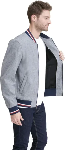 Vista 5 de Tommy Hilfiger Men's Lightweight Varsity Rib Knit Bomber Jacket