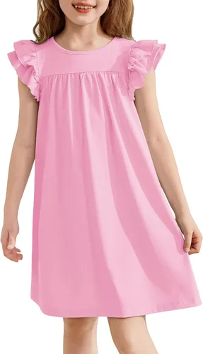 Vista 14 de Arshiner Camisones para niñas, lindos volantes, manga corta, pijamas de princesa, camisón para dormir
