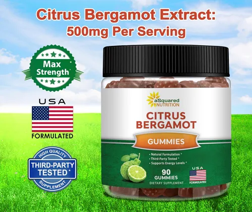 Vista 7 de aSquared Nutrition Gomitas de bergamota cítrica – Suplemento de extracto de bergamota cítrica de 500 mg por porción – Alternativa de goma pura a