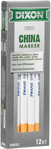 Vista 6 de Dixon® Phano® - Marcadores de porcelana, color blanco, caja de 12