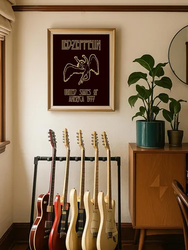 Vista 4 de AMERICAN LUXURY GIFTS Póster de pared vintage de ángel de rock, diseño retro inspirado en la música de los años 70, impresión estética en blanco