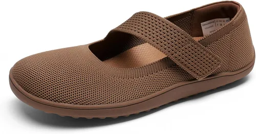 Vista 4 de DREAM PAIRS Zapatos planos Mary Jane de punta ancha para mujer Marrón