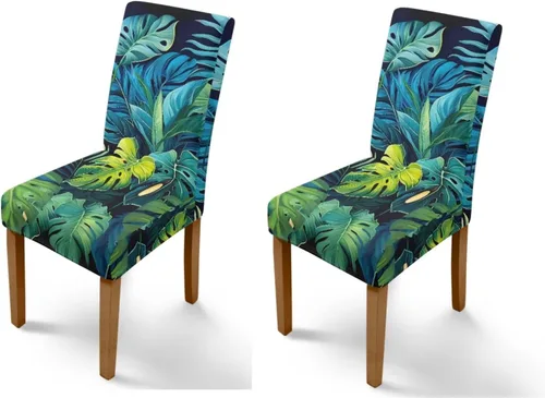 Vista 21 de Rnyleeg Juego de 1 fundas de asiento de comedor con estampado de flores azules para sillas de comedor, fundas protectoras suaves y lavables
