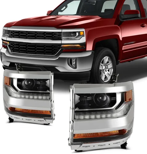 Vista 20 de SCITOO - Conjunto de faros delanteros compatibles con Chevy AVEO 2004-2008, carcasa cromada transparente en par, GM2502241