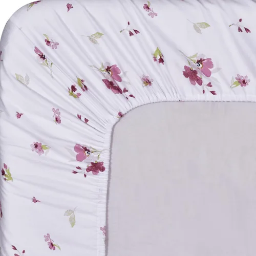 Vista 3 de sheetsnthings Zahra - Juego de sábanas de 300 hilos, 100% algodón, 4 piezas, tamaño King, color blanco con rosa, borgoña y verde