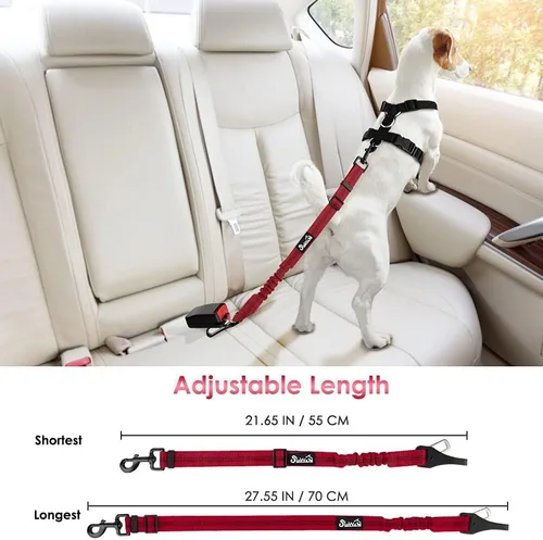 Vista 19 de SlowTon Cinturón de seguridad para perro, correa de cinturón de seguridad ajustable para perro, 2 en 1, cinturón de seguridad para perro