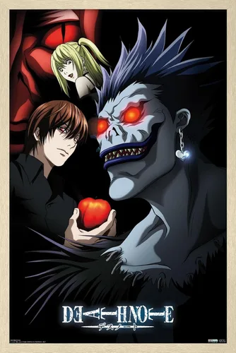 Vista 7 de Trends International Death Note - Póster de pared de grupo, 14.725 x 22.375 pulgadas, versión enmarcada de madera de granero