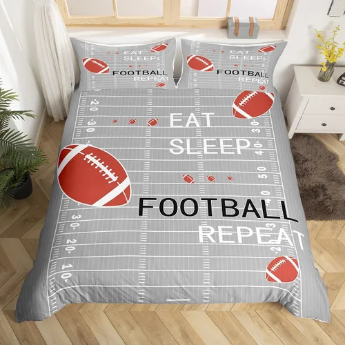 Vista 18 de jejeloiu Juego de ropa de cama de fútbol para niños, tamaño individual, juego de funda de edredón de fútbol para niños y niñas, funda de edredón