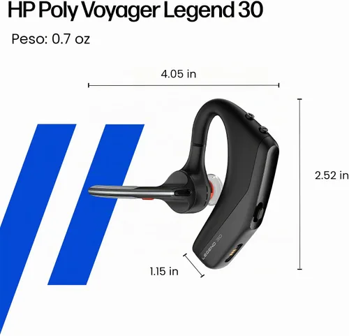 Vista 6 de Poly Voyager Legend 30 - Auriculares Bluetooth con micrófono - Boom discreto y 4 micrófonos con cancelación de ruido - Tecnología WindSmart